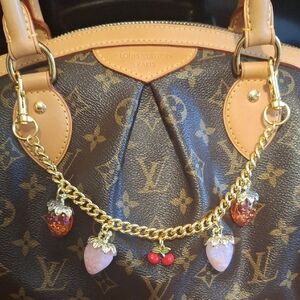Amazon Essentials Pink and Gold Satchel with Chic Charm